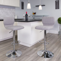 Flash Furniture CH-132330-GYFAB-GG Contemporary Gray Fabric Adjustable Height Barstool